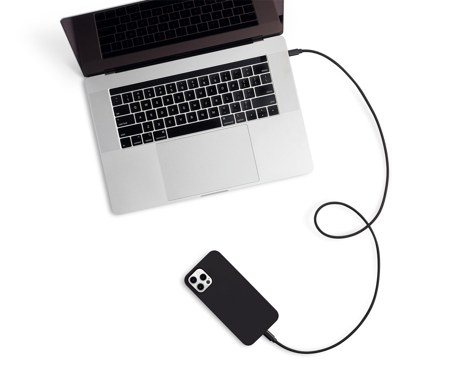 usb-c to lightning cable charging an iPhone