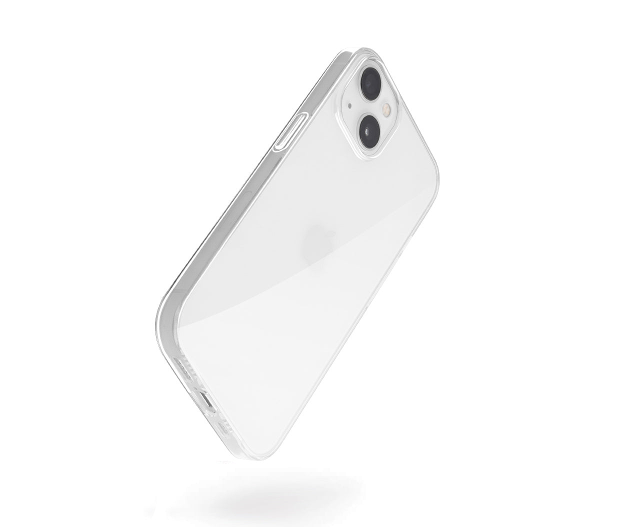 a clear iphone 13 mini case on a white iphone
